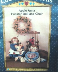 720 1990 18'' APPLE ANNA COASTER DOLL, WOOD CHAIR FOLK PATTERN